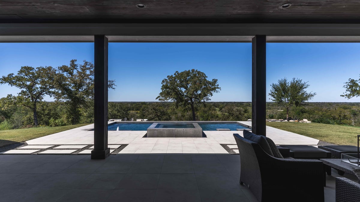 Outdoor covering with a view of trees in central Texas | J Bryant Boyd