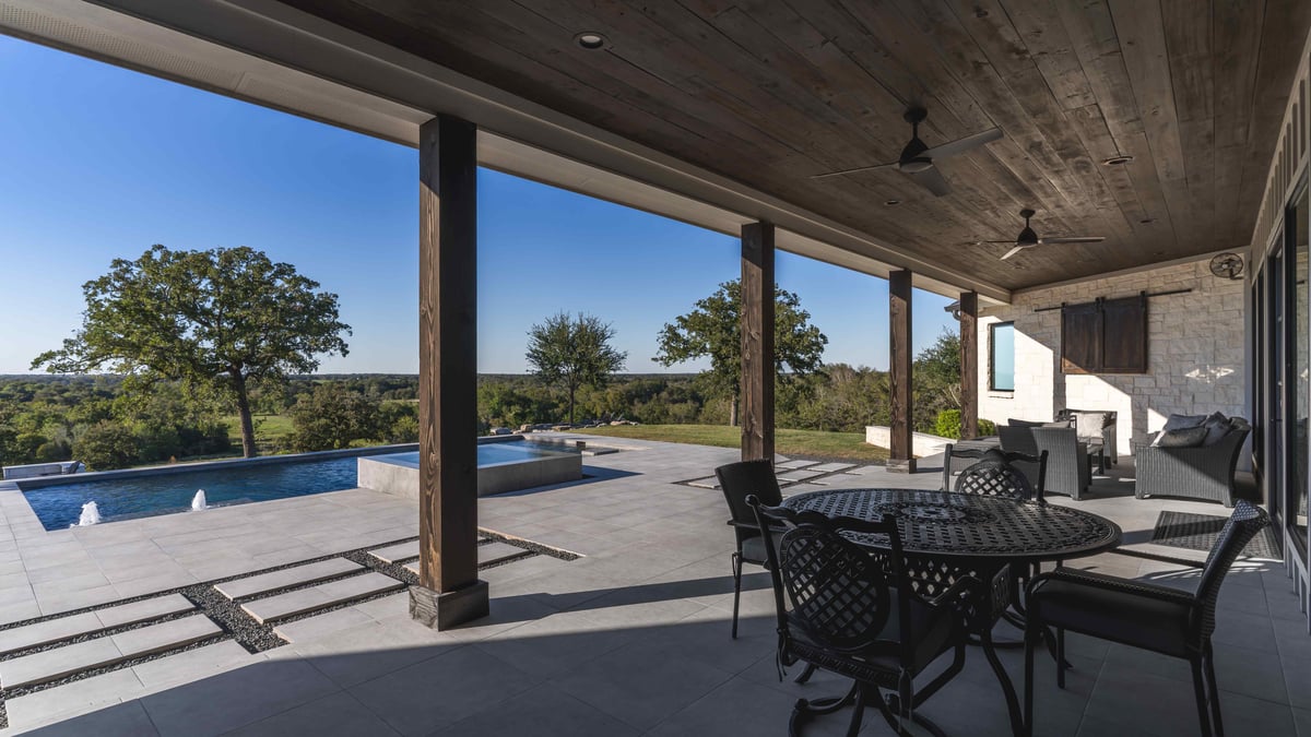 Outdoor living area with pool | J Bryant Boyd