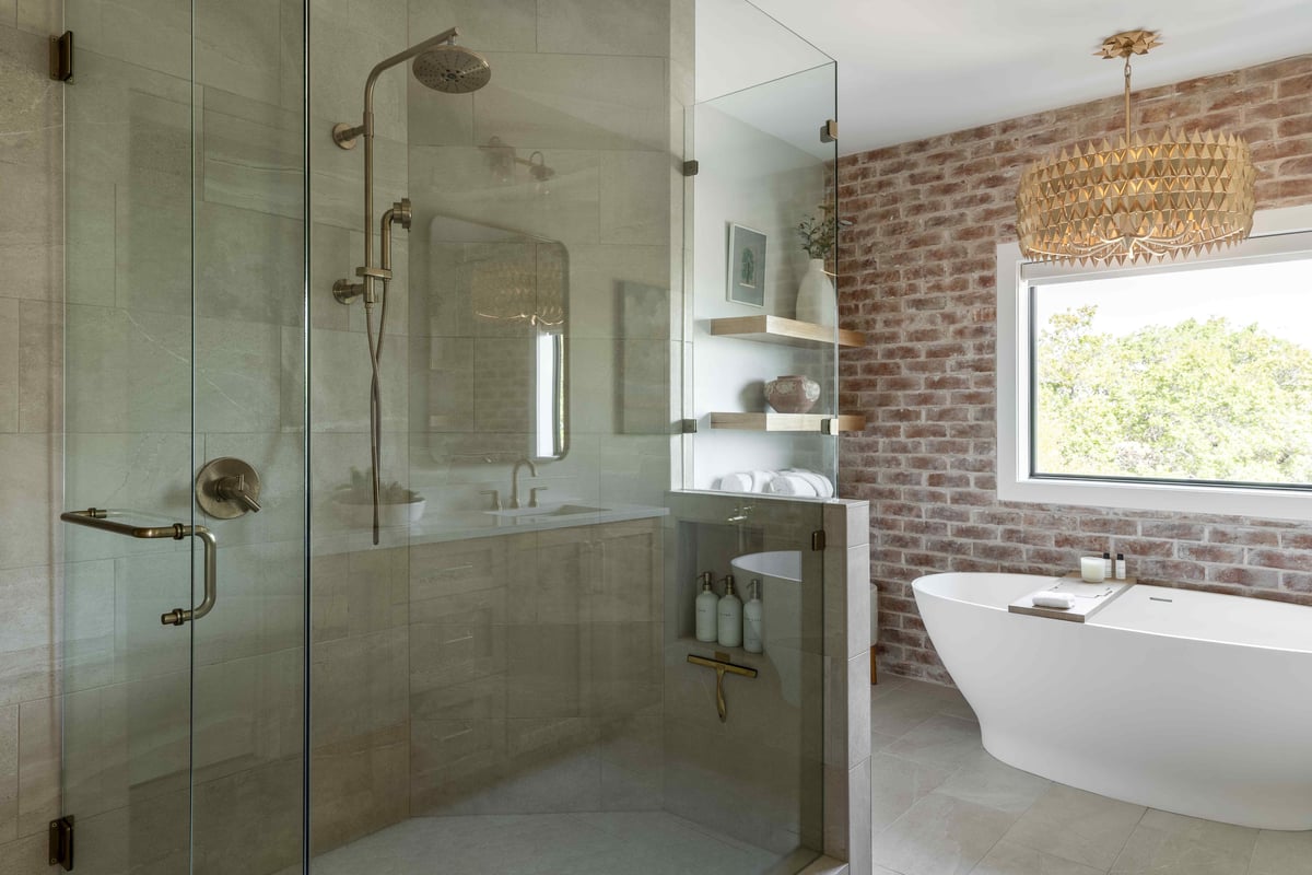 Walk in shower next to freestanding tub | J Bryant Boyd