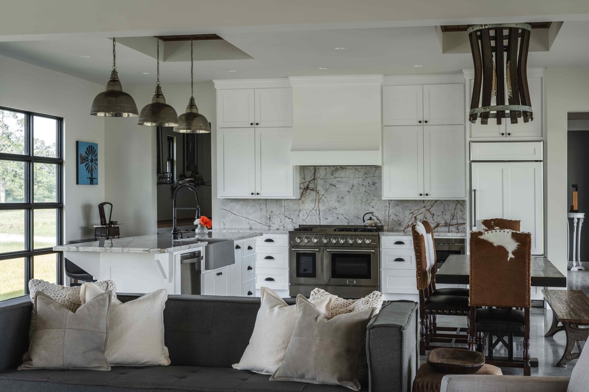 Open concept kitchen with white and gray color scheme | J Bryant Boyd