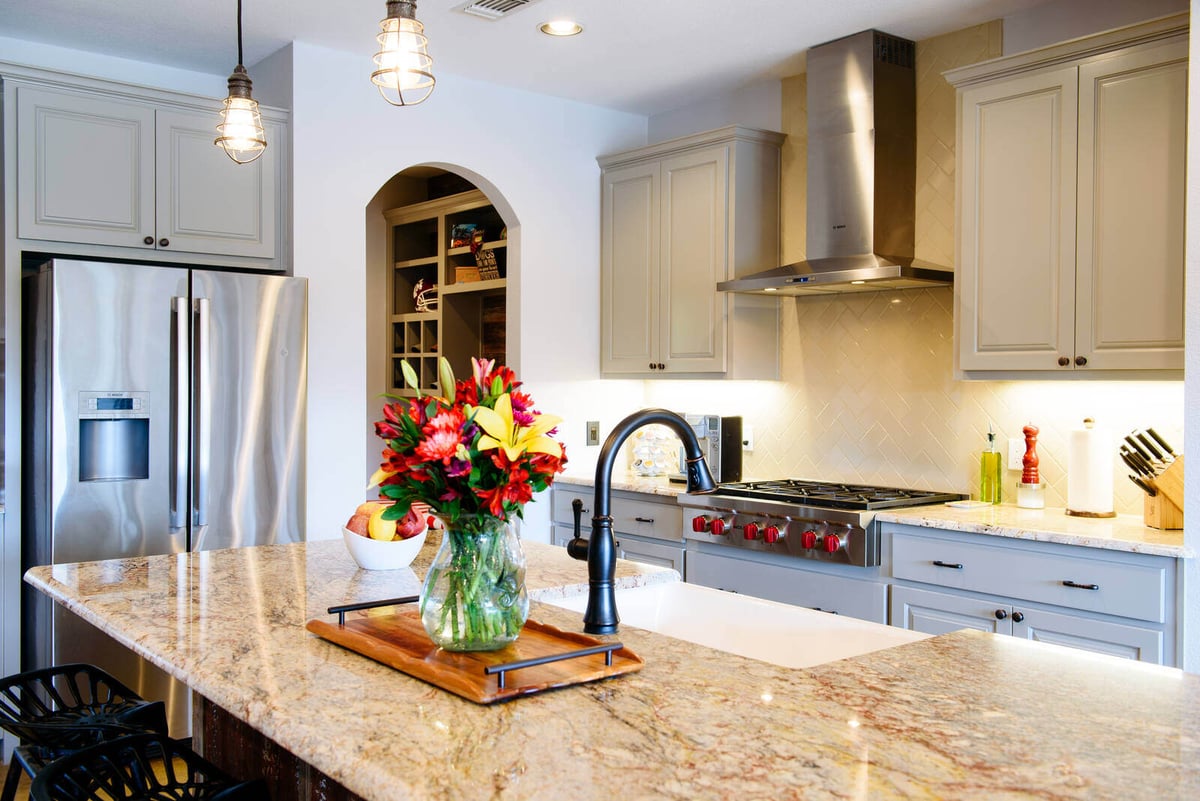 Bright and spacious kitchen with modern design, remodeled by J. Bryant Boyd in Georgetown, TX