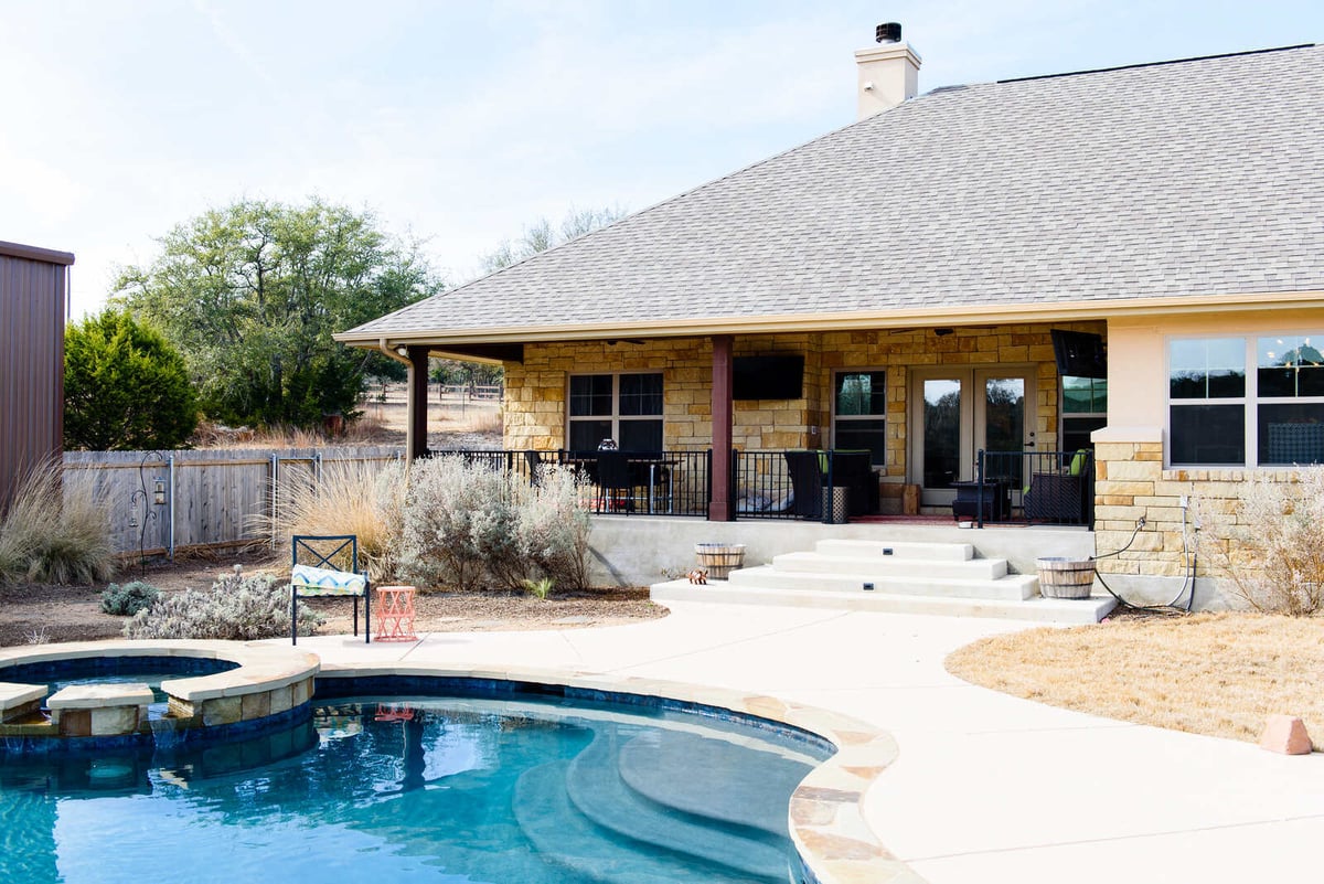 Custom home pool and patio area by J Bryant Boyd in Georgetown, TX