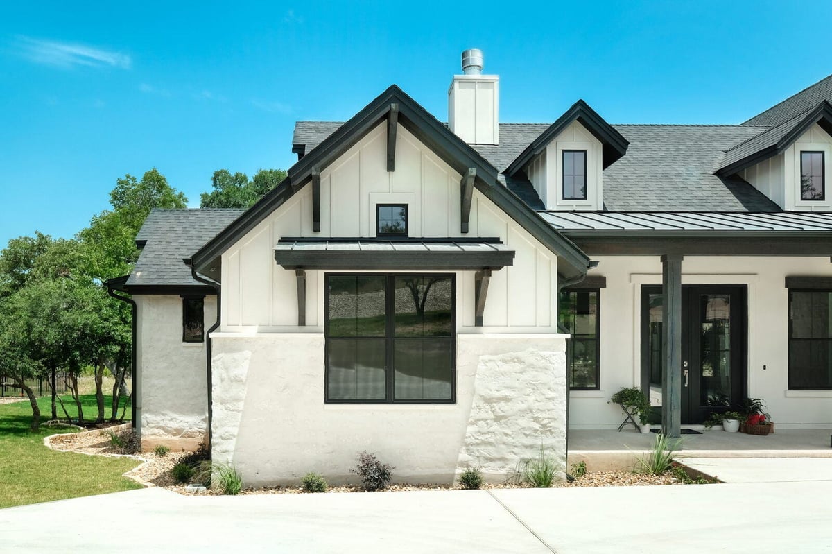 Front gable of a custom home by J Bryant Boyd in Georgetown, Texas