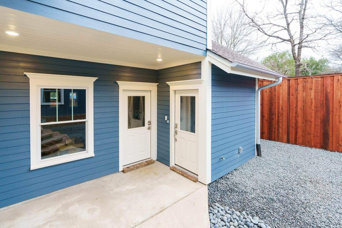 Backyard view of a custom home in Georgetown, Texas, by J Bryant Boyd