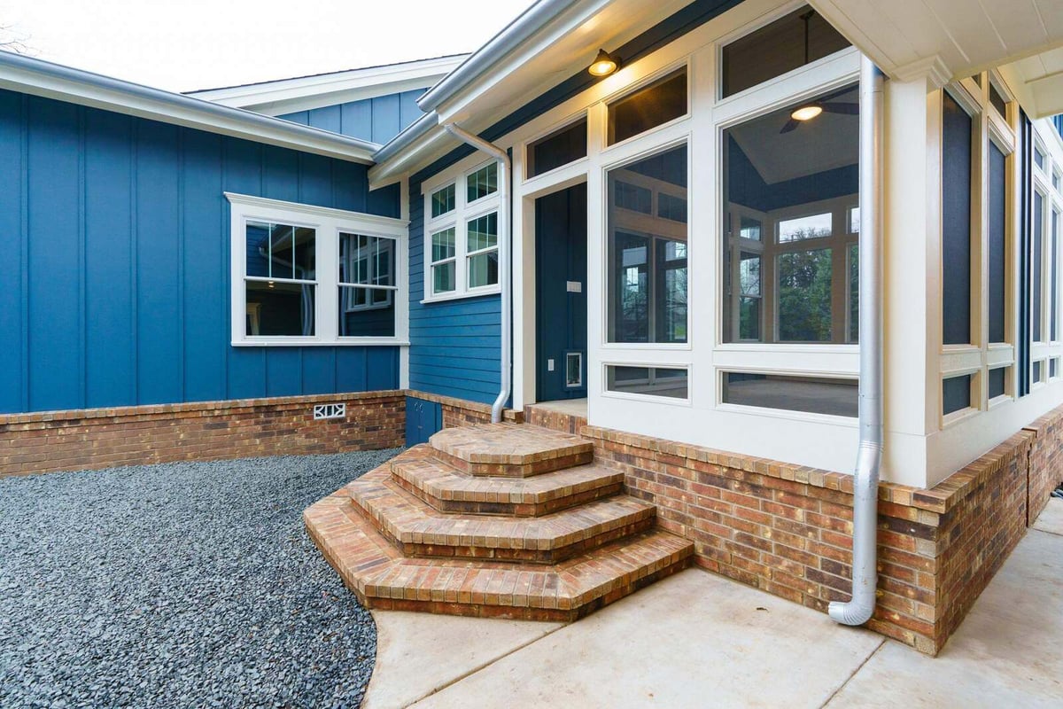 Brick steps leading to a custom home in Georgetown, Texas, by J Bryant Boyd
