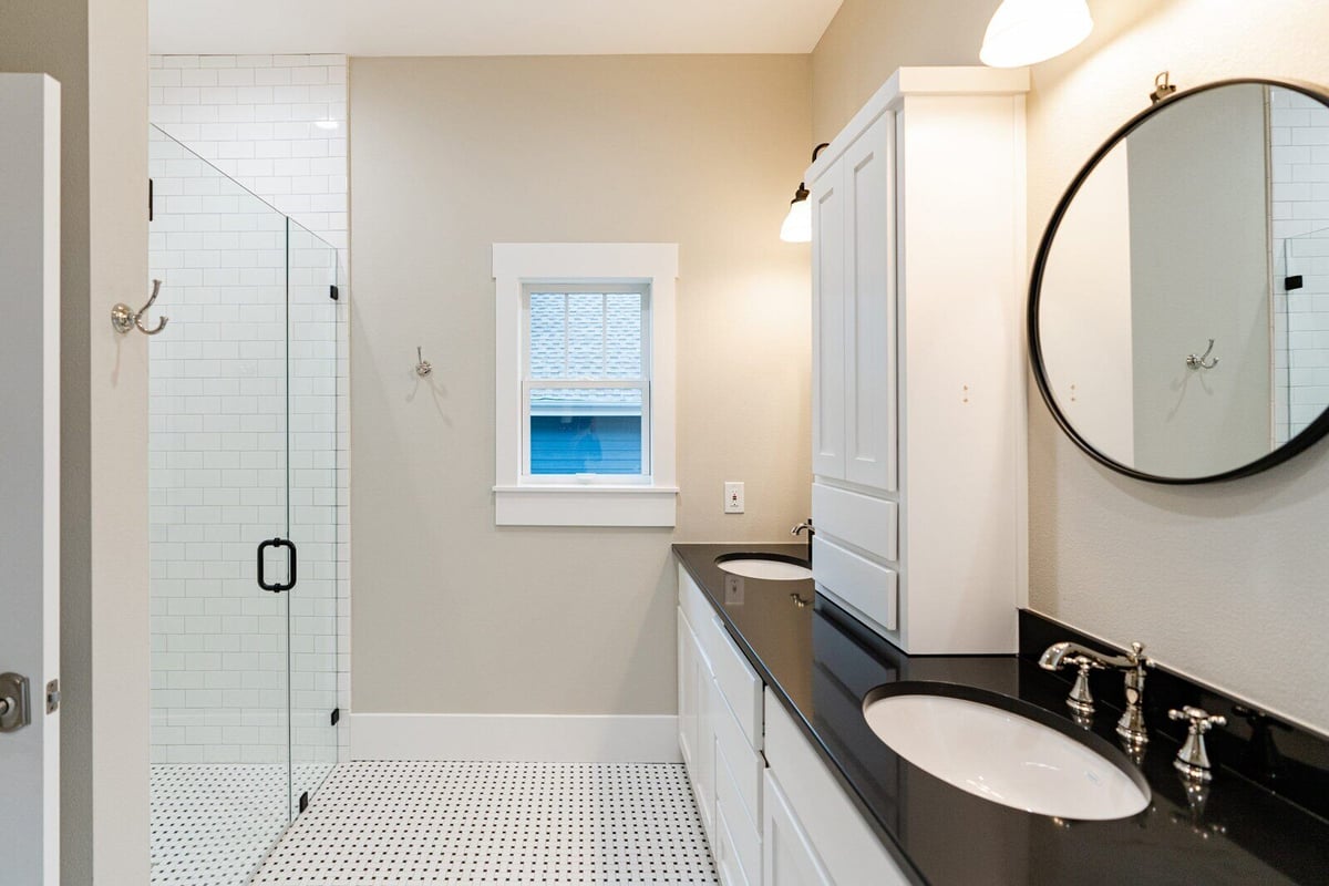 Spacious bathroom with a glass shower in Georgetown, Texas, by J Bryant Boyd