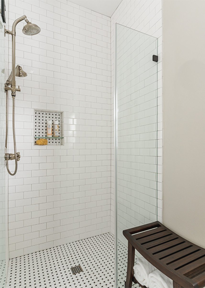 white subway tile shower in custom bathroom j bryant boyd georgetown tx