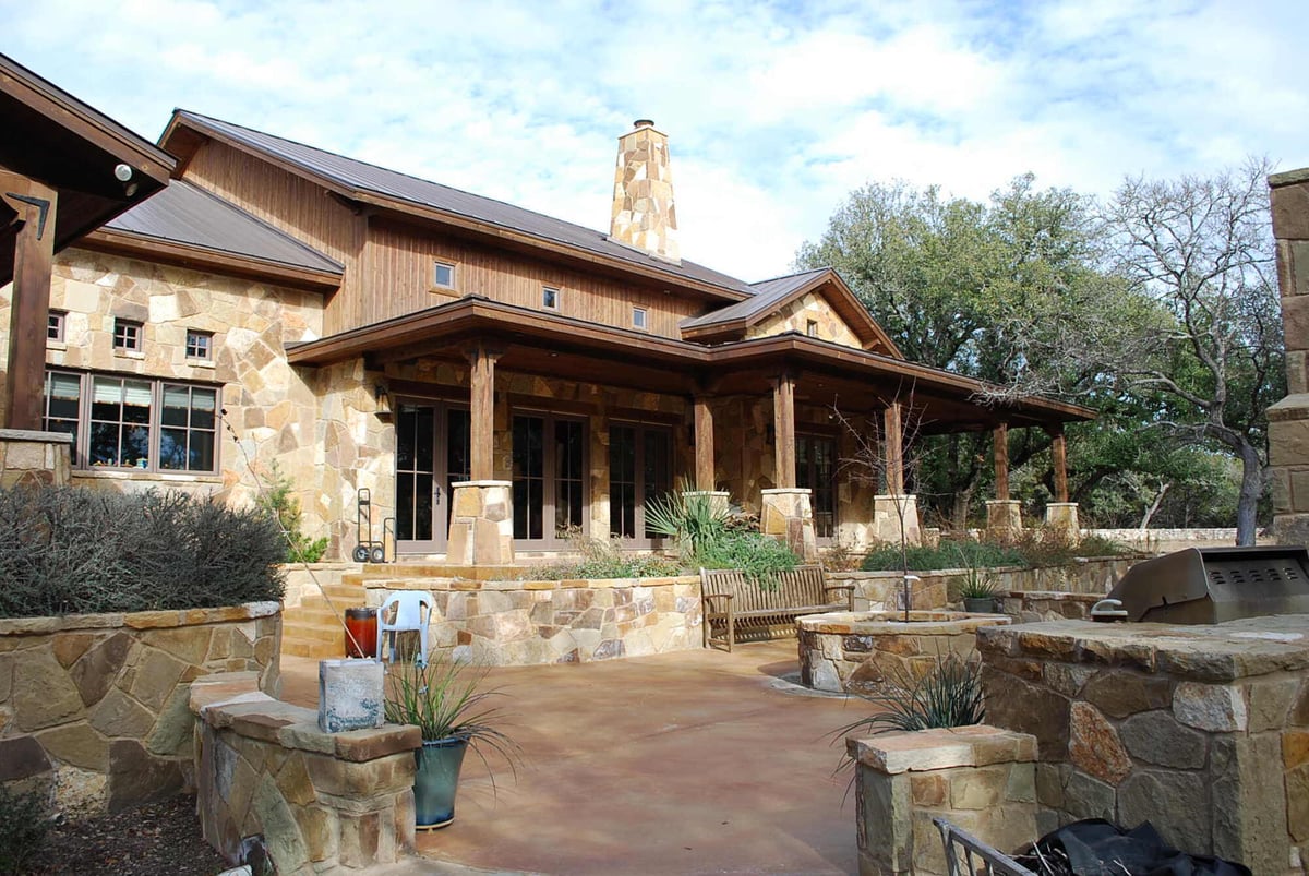 Spacious patio area of a custom home by J Bryant Boyd in Georgetown, TX